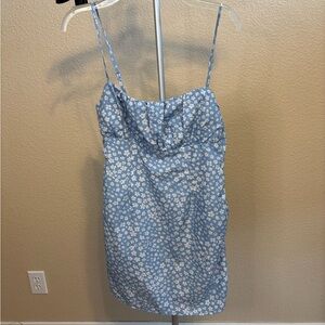 Princess Polly Y2K Coquette Blue Floral Mini Dress Sweetheart Bust US 6